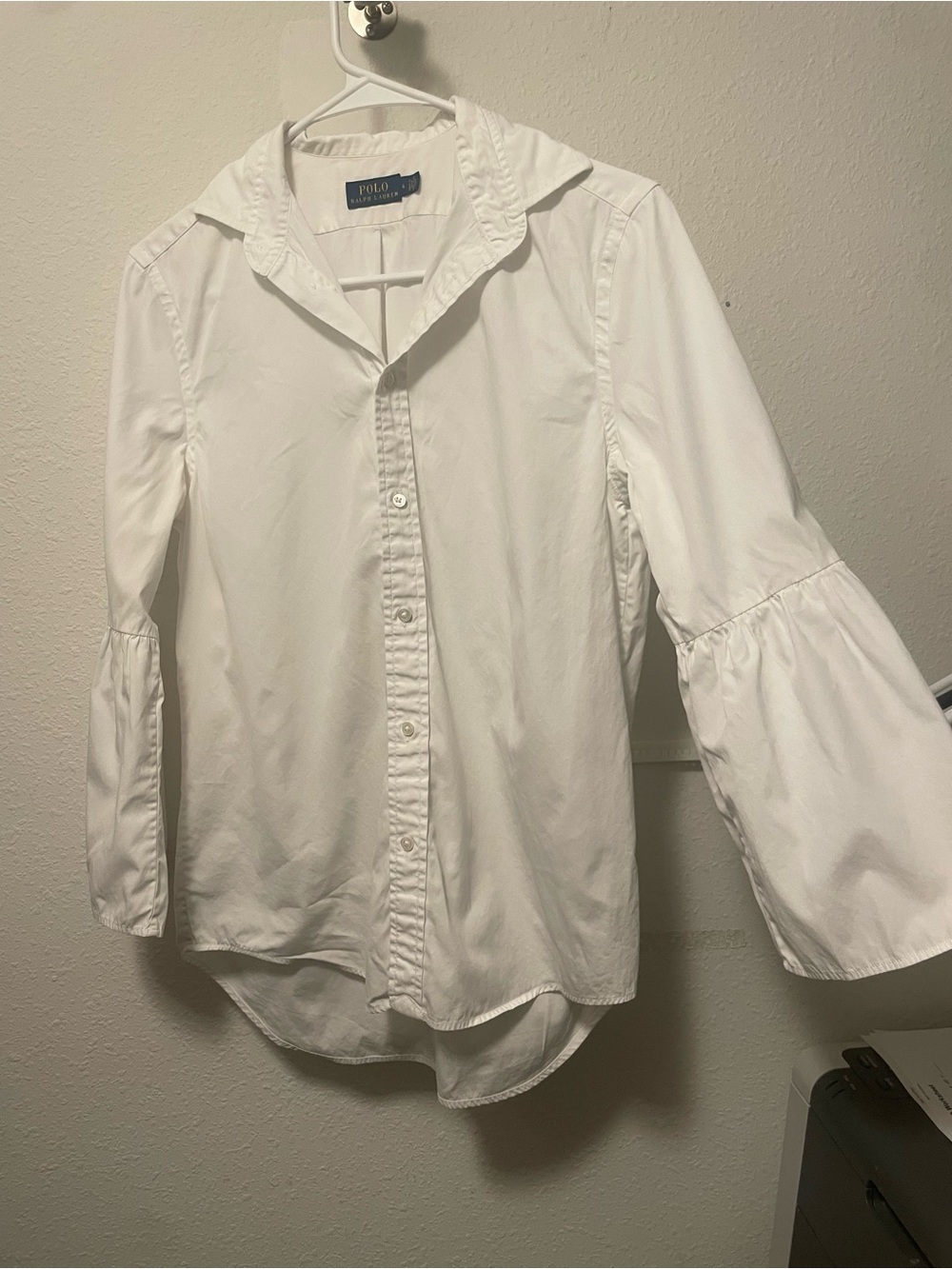 Polo Ralph Lauren Women’s Dress Shirt Bell Sleeve White Button Up Size 4